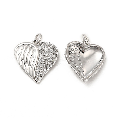 Brass Micro Pave Clear Cubic Zirconia Pendants KK-E068-VB167-1