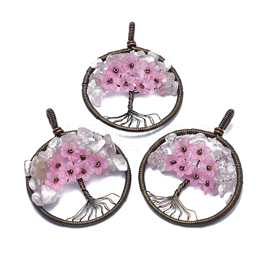 Natural Rose Quartz Pendants G-E529-A04-1
