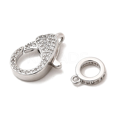 Brass Clear Cubic Zirconia Lobster Claw Clasps X-KK-Z078-50P-1