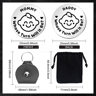 Flat Round Double-Sided Engraved Stainless Steel Commemorative Decision Maker Coin Set AJEW-GL0001-99B-1