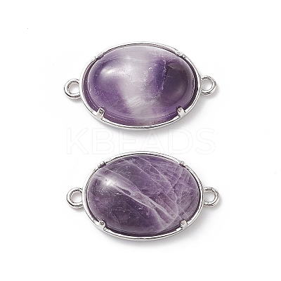 Platinum Tone Brass Amethyst Links connectors G-F339-B10-1