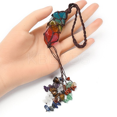 Natural 7 Chakra Stones Chips Tassel Curtain Tiebacks MAKN-YWC0001-04-1