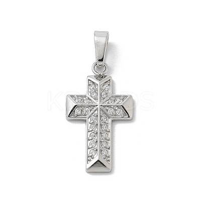 304 Stainless Steel Micro Pave Cubic Zirconia Pendants STAS-Z107-08P-15-1