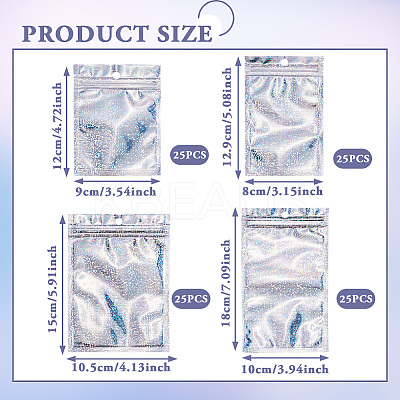 40Pcs 4 Styles Laser Plastic Resealable Bags OPP-TA0001-11-1