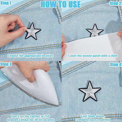42Pcs 6 Styles Star Computerized Embroidery Cloth Iron on/Sew on Patches FIND-CP0002-14-1