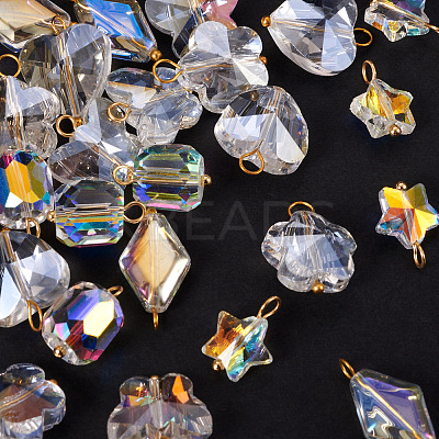 30Pcs 6 Styles Glass Pendants PALLOY-TAC0200-1