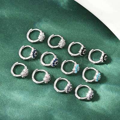 Brass Micro Pave Cubic Zirconia Hoop Earrings EJEW-S277-07P-1