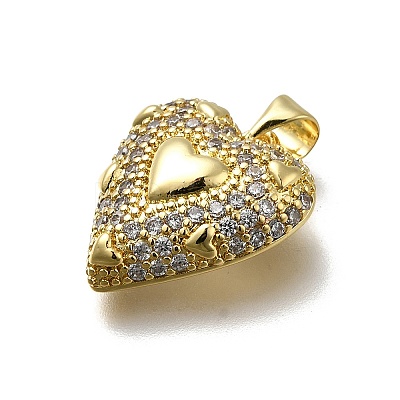 Brass Micro Pave Cubic Zirconia Pendants KK-C090-45G-01-1