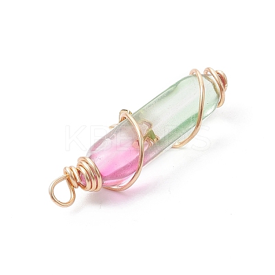 2Pcs 2 Style Two Tone Glass Double Terminated Point Beads Pendants Set PALLOY-JF02538-03-1