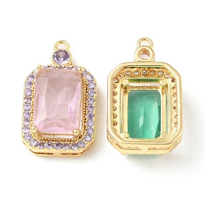 Brass with K9 Glass & Rhinestone Pendants KK-C024-47KCG-1