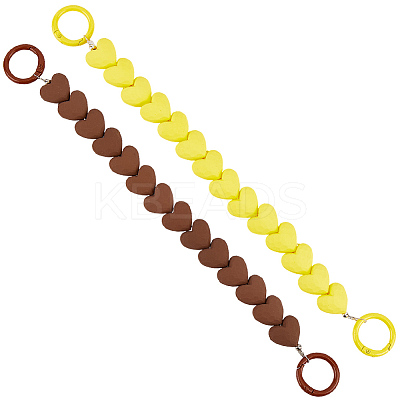 2Pcs 2 Colors Plastic Heart Beaded Bag Extension Chains with Iron Ring Clasps PURS-GF0001-11B-1