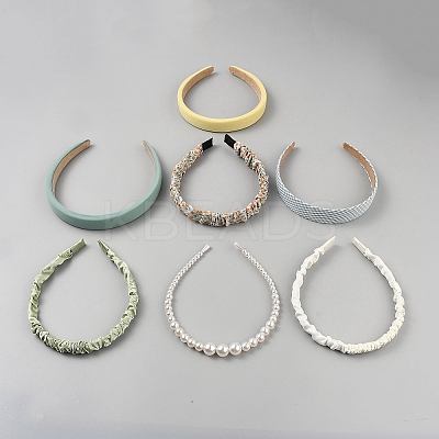7Pcs Plastic & Polyester Hair Bands Hair Accessories for Women Girls PHAR-WH20014-16B-1