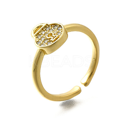 Brass Micro Pave Clear Cubic Zirconia Cuff Rings for Women RJEW-S399-14G-1