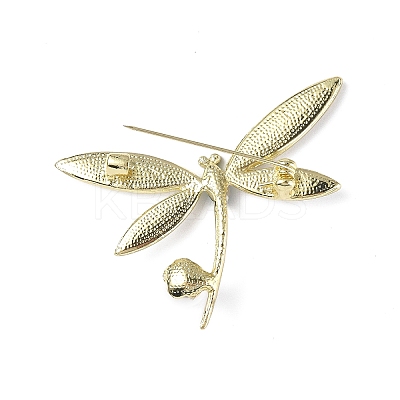 Rhinestonoe Dragonfly with Plastic Imitation Pearl Brooch Pin X-JEWB-I020-02LG-1