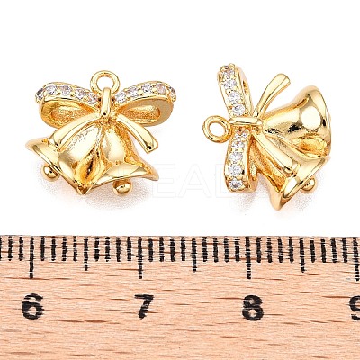 Christmas Theme Brass Pave Clear Cubic Zirconia Pendants KK-T073-03G-1