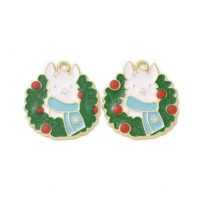 Christmas Theme Rack Plating Alloy Enamel Pendants PALLOY-O109-22LG-1