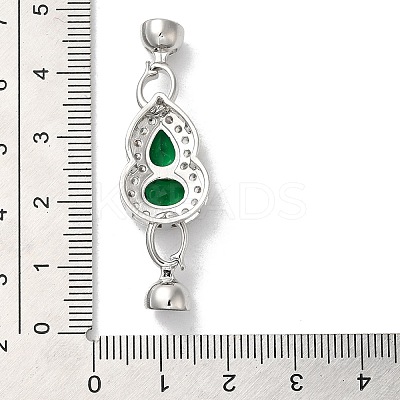 Rack Plating Brass Micro Pave Clear Cubic Zirconia Fold Over Clasps KK-E084-05P-1