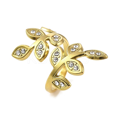 Ion Plating(IP) 304 Stainless Steel Open Cuff Ring for Women RJEW-F166-12G-02-1
