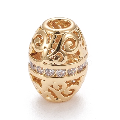 Brass Micro Pave Clear Cubic Zirconia Beads KK-K243-12G-1