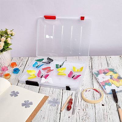 3Pcs 3 Colors Portable Transparent Plastic A4 File Box CON-SZ0001-15-1