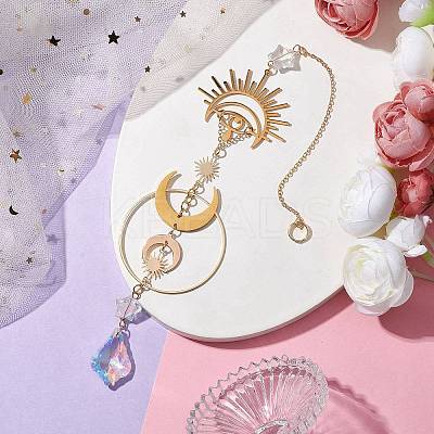 Brass Moon Eye Hanging Ornaments HJEW-TA00219-1