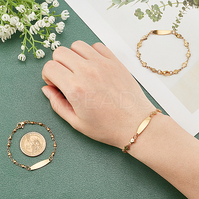 3Pcs 3 Style 304 Stainless Steel Oval Link Bracelets Set for Women BJEW-UN0001-24-1