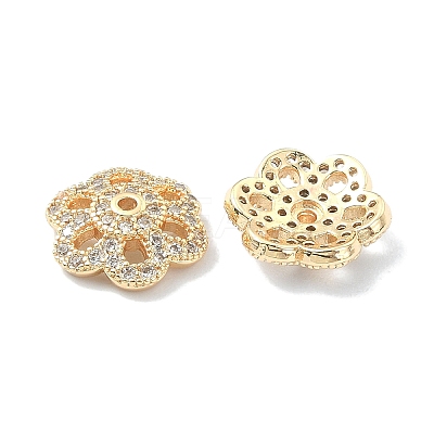 Brass Micro Pave Cubic Zirconia Bead Cap KK-A194-04G-1