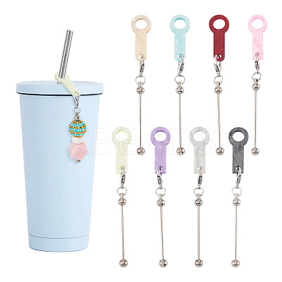 8Pcs 8 Colors Acrylic Straw Pendant Beadable Bar HJEW-TA0001-48-1