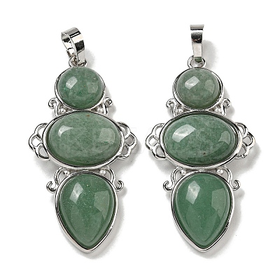 Natural Green Aventurine Pendants G-Q158-04F-1