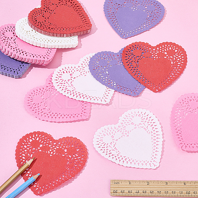 400Pcs 4 Colors Heart Lace Greaseproof Wrapping Paper FIND-SP0005-47-1