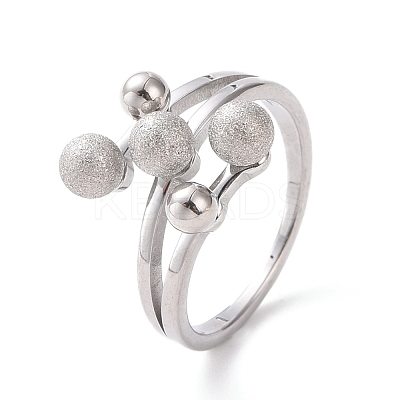 Non-Tarnish 304 Stainless Steel Round Ball Finger Ring for Women RJEW-D120-13P-1