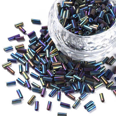 Metallic Colours Glass Bugle Beads SEED-N005-001-D04-1