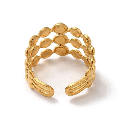 6Pcs 6 Style Leaf & Sun & Teardrop 304 Stainless Steel Open Cuff Rings Set RJEW-P092-06G-M-1