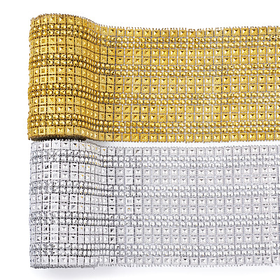 16 Rows Plastic Diamond Mesh Wrap Roll Rhinestone Crystal Ribbon Cake Wedding Decoration DIY-TA0008-45-1