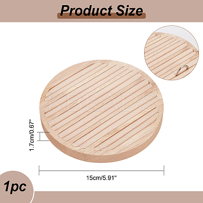 Flat Round 6-Slot Wood Ring Display Stands RDIS-WH0002-22-1