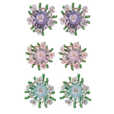 Flower Handmade Glass Seed Beads Stud Earrings EJEW-MZ00656-1