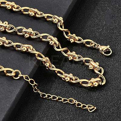 304 Stainless Steel Oval Infinity Link Chain Necklaces for Women Men NJEW-K249-20B-G-1