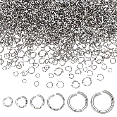1200Pcs 6 Styles Tarnish Resistant 304 Stainless Steel Open Jump Rings STAS-ME0002-13-1