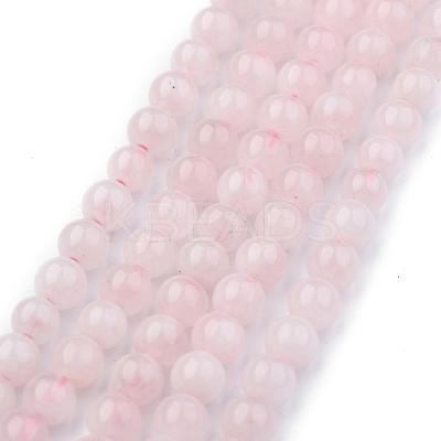Natural Rose Quartz Round Beads Strands X-G-P072-05-4mm-1