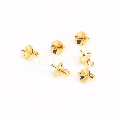 Brass Cup Pearl Peg Bails Pin Pendants KK-E280-24G-1