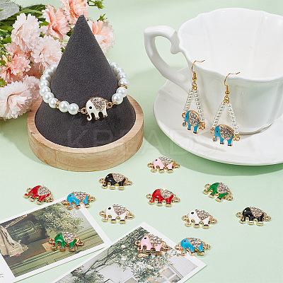 24Pcs 6 Colors Alloy Crystal Rhinestone Connector Charms ALRI-SC0001-40-1