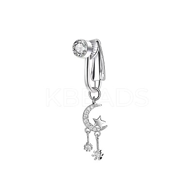 Brass Pave Clear Cubic Zirconia Clip on Belly Rings FS-WG683DA-07-1