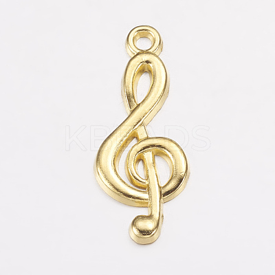 Tibetan Style Alloy Treble Clef Pendants X-TIBEP-R315-G-LF-1