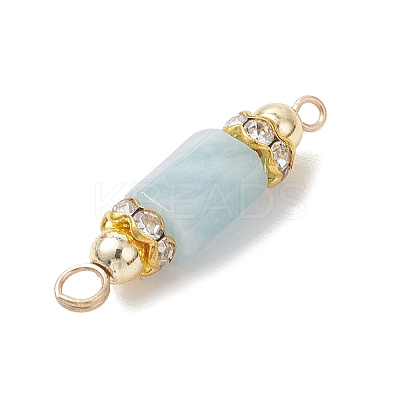 Natural Aquamarine with Electroplate Synthetic Non-magnetic Hematite Faceted Column Connector Charms PALLOY-JF04855-1