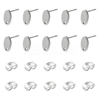 10Pcs 201 Stainless Steel Stud Earring Findings with Hole EJEW-FS0001-14B-1