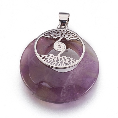 Natural Amethyst Pendants KK-F751-B17-1