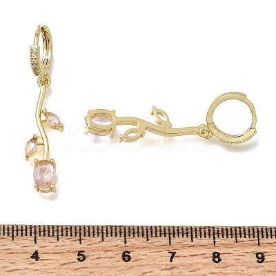 Brass Micro Pave Cubic Zirconia Hoop Earrings CU-CBA108A-14G-06-1