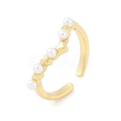 Heart Brass Open Cuff Rings for Women RJEW-R011-02G-1
