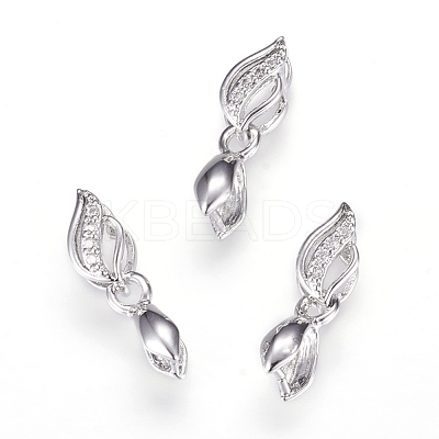 Long-Lasting Plated Brass Micro Pave Cubic Zirconia Ice Pick Pinch Bails X-ZIRC-F063-03P-1