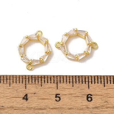 Rack Plating Brass Pave Clear Cubic Zirconia Ring Connector Charms KK-H487-11G-1